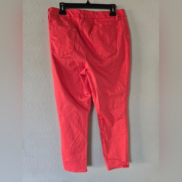 Chicos Pant Women 32×27 Pink/ Orange Straight Leg Ankle High Rise Office - Picture 7 of 9